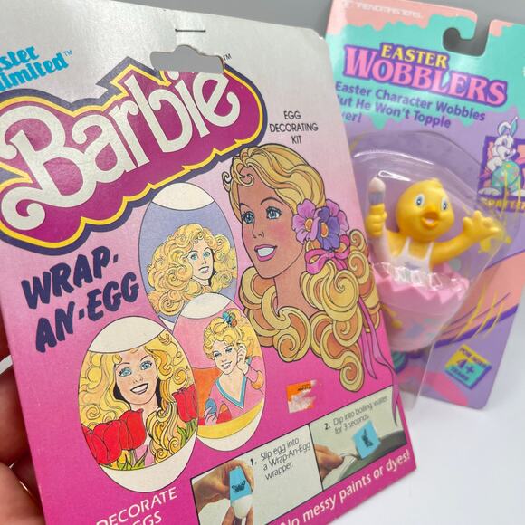 Vintage Easter Barbie Chick Bundle - Barbie Wrap an Egg, Easter Wobblers 1980's - Picture 5 of 7